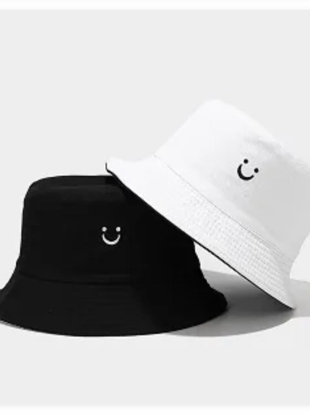 Kids Reversible Smiley Face Bucket Hat Black & White Y2K One Size